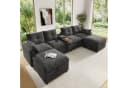 i@home Modulares Ecksofa 6-Sitzer Grau mit Konsole & Stauraum Bild 5