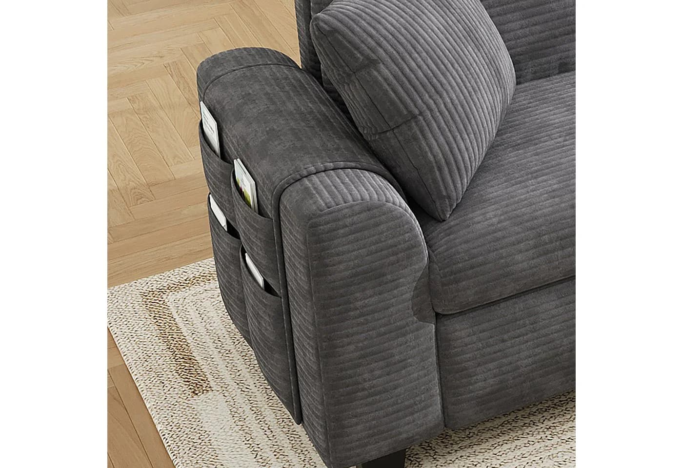 i@home Modulares Ecksofa 6-Sitzer Grau mit USB-Anschluss und Stauraum - Bild 5
