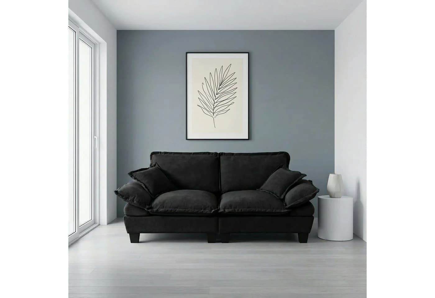 i@home 2-Sitzer Polstersofa Schwarz Chenille Modern - Bild 2