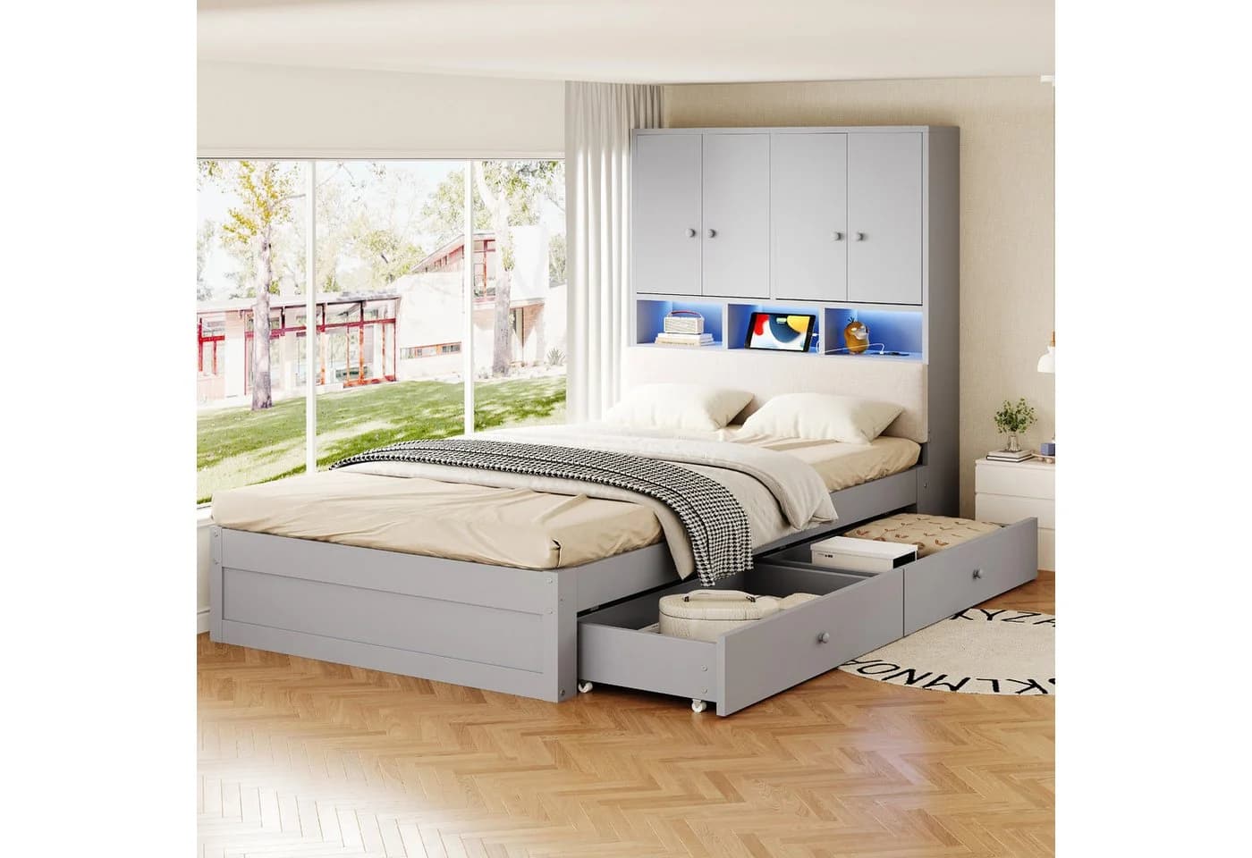 i@home Stauraumbett mit LED & Steckdose Grau - Bild 2