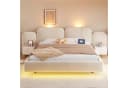 i@home Polsterbett 180x200 mit Stauraum, LED & Steckdosen Beige Samt Bild 5