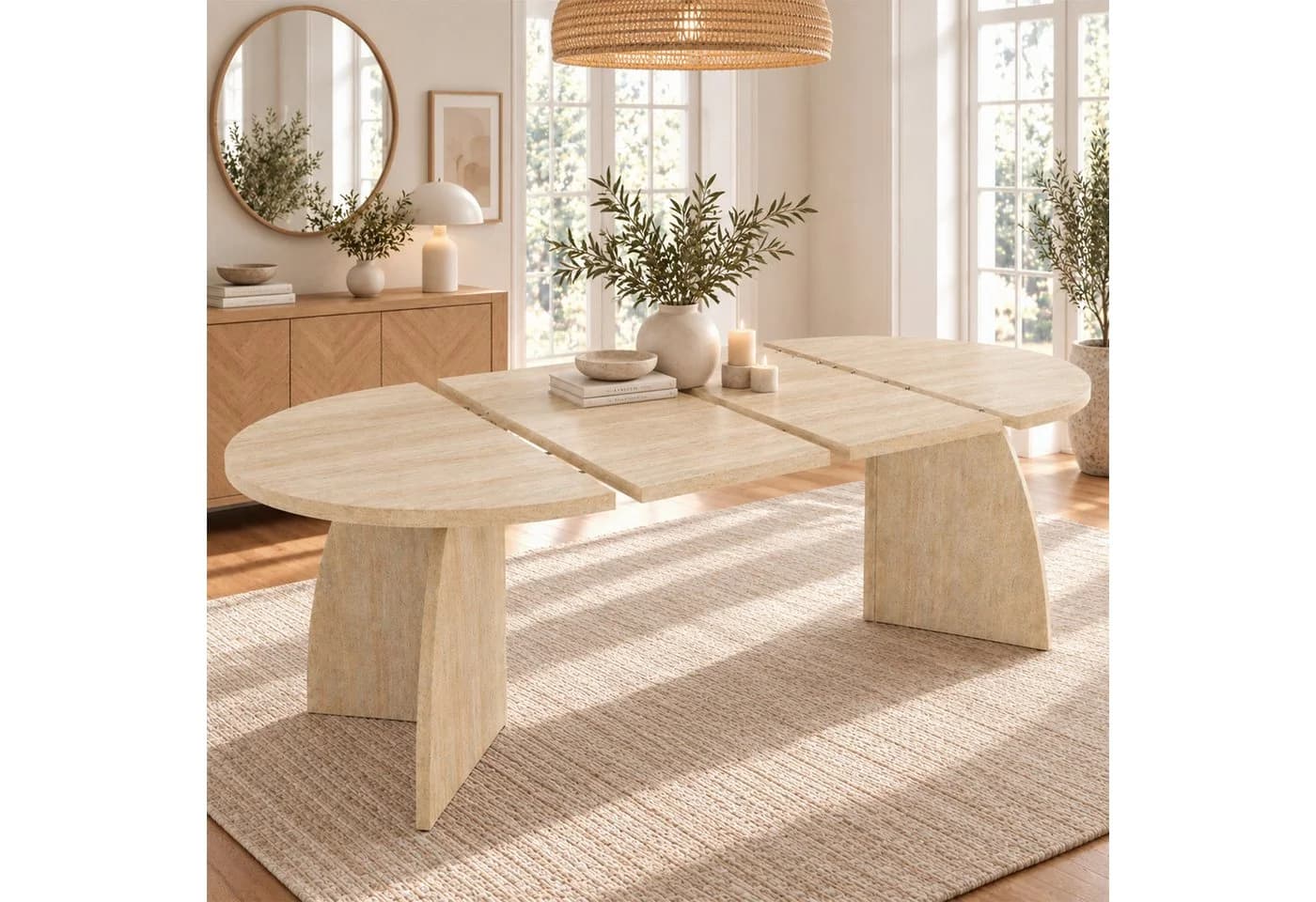 i@home Ausziehbarer Esstisch Oval Teleskop MDF Massivholz - Bild 2
