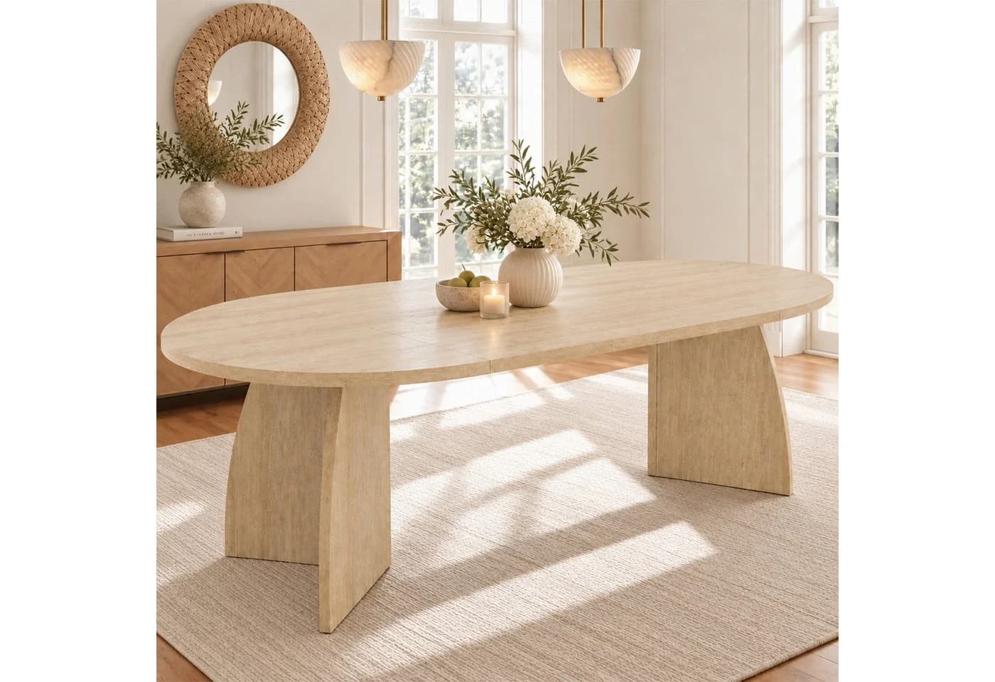 i@home Ausziehbarer Esstisch Oval Teleskop MDF Massivholz - Bild 5