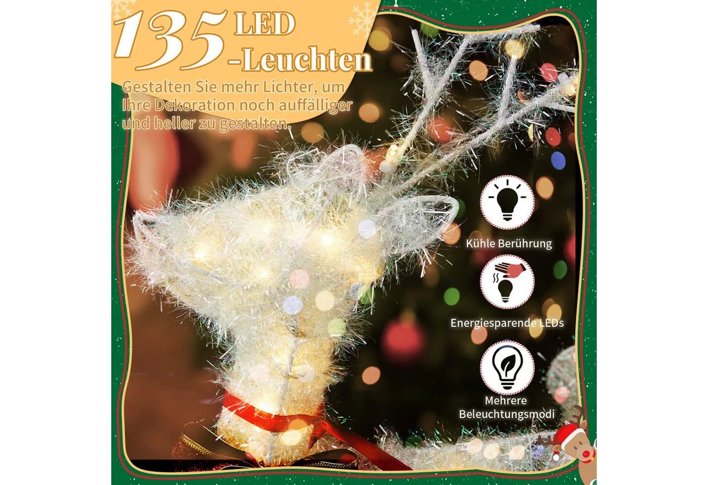 LALAHO LED Rentier mit Schlitten Weihnachtsbeleuchtung - Bild 3