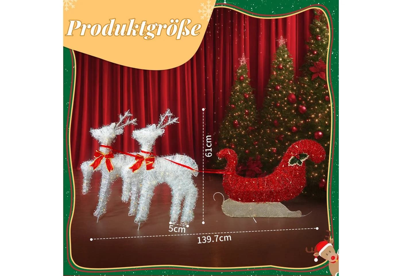 LALAHO LED Rentier mit Schlitten Weihnachtsbeleuchtung - Bild 5