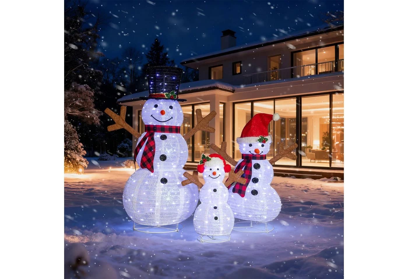 LALAHO 3-teiliges LED-Schneemann-Set Weiß 60/90/120cm - Bild 2