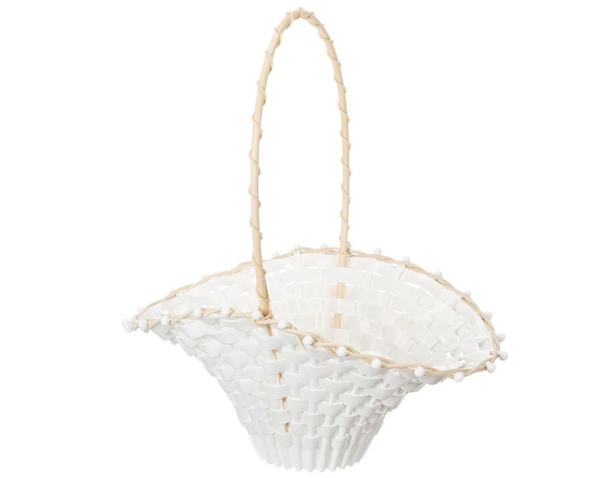 Florists Products Elegantes Streukörbchen Hochzeit Weiß Creme Rattanoptik - Bild 2