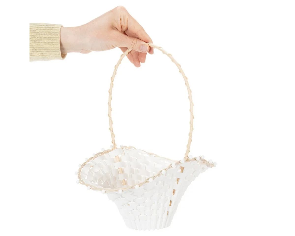 Florists Products Elegantes Streukörbchen Hochzeit Weiß Creme Rattanoptik - Bild 3