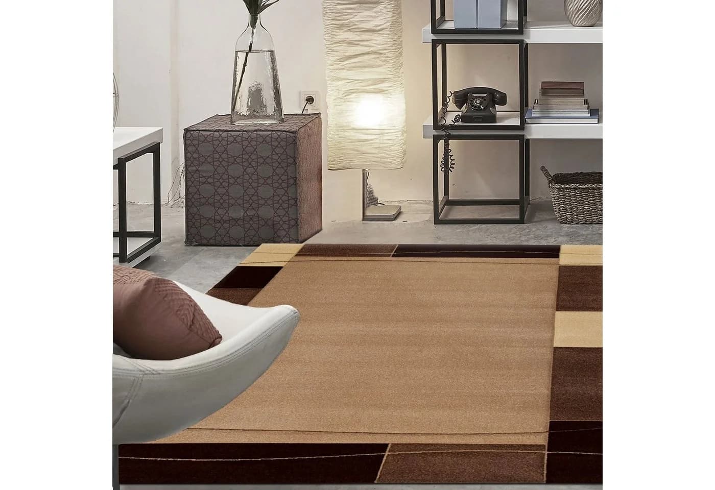 Vimoda Teppich Beige Klassiker Kurzflor Gewebt Rechteckig - Bild 2