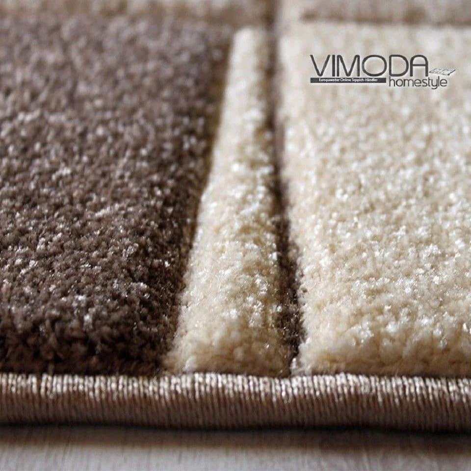 Vimoda Teppich Beige Klassiker Kurzflor Gewebt Rechteckig - Bild 3