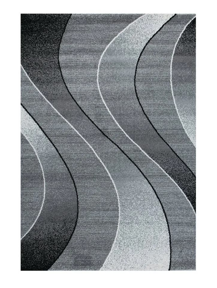Vimoda Teppich Wohnzimmer Kurzflor Geometrisches Schwarz/Grau