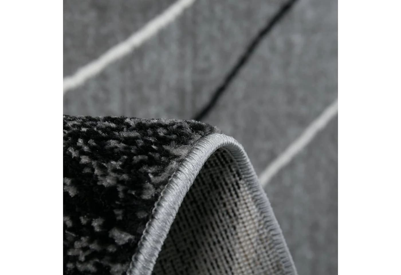 Vimoda Teppich Wohnzimmer Kurzflor Geometrisches Schwarz/Grau - Bild 3