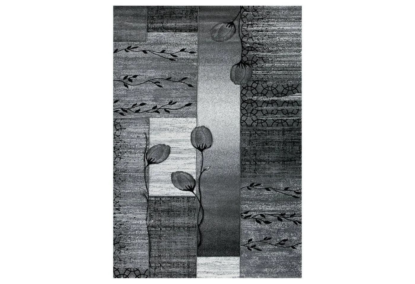 Vimoda Teppich Wohnzimmer Schlafzimmer Blumenmotiv Grau - Bild 2