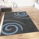Vimoda Teppich Kurzflor Spiral Muster Blau Bild 1