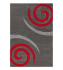 Vimoda Frisé-Teppich Konturenschnitt aus Hand, Rechteckig, Höhe: 13 mm, Spiralzeichnung, Dicht, Dick, Wohnzimmer Teppich, Kurzflor, Rot Bild 2