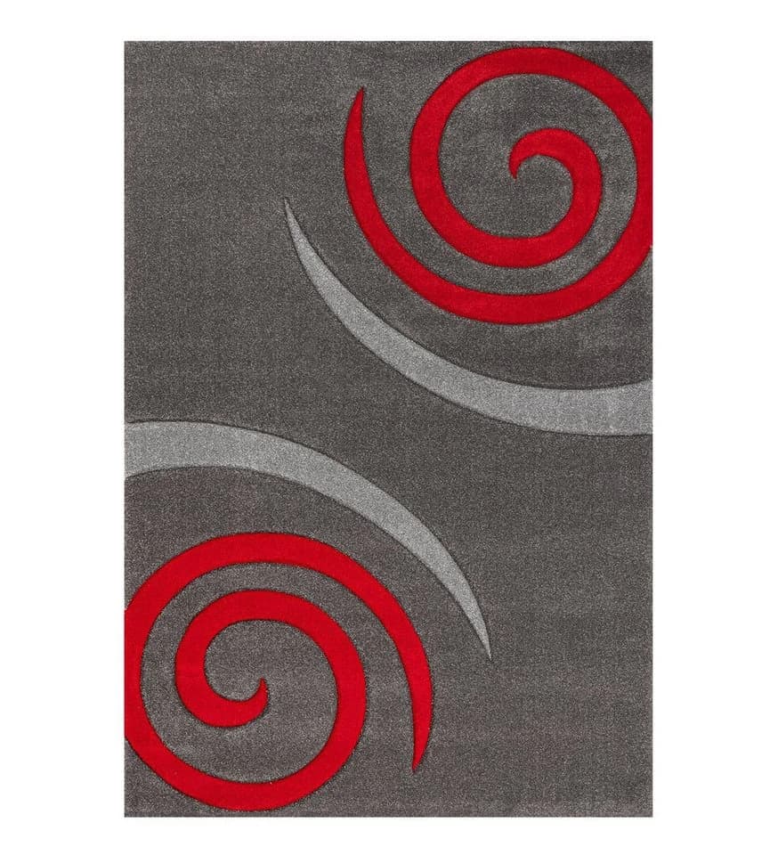 Vimoda Frisé-Teppich Konturenschnitt aus Hand, Rechteckig, Höhe: 13 mm, Spiralzeichnung, Dicht, Dick, Wohnzimmer Teppich, Kurzflor, Rot - Bild 2