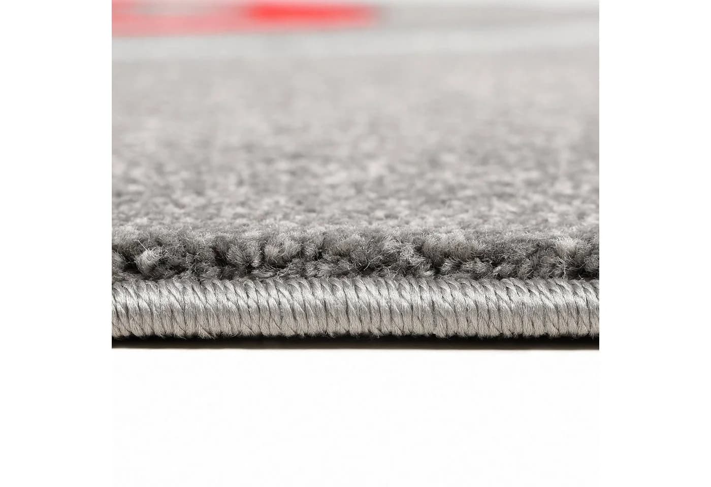 Vimoda Frisé-Teppich Konturenschnitt aus Hand, Rechteckig, Höhe: 13 mm, Spiralzeichnung, Dicht, Dick, Wohnzimmer Teppich, Kurzflor, Rot - Bild 3