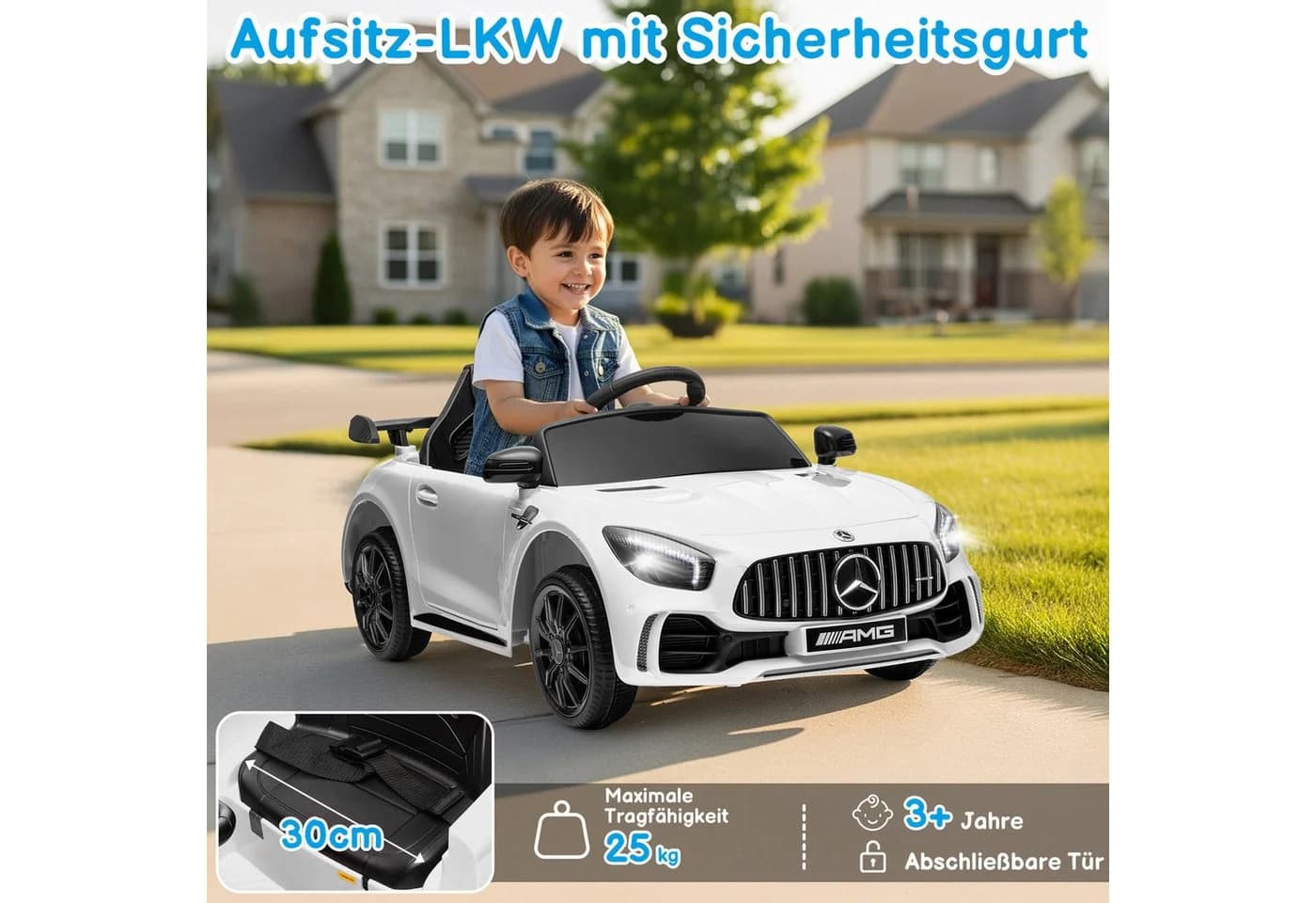 LALAHO Elektro-Kinderauto Mercedes AMG GTR 2,4G Fernsteuerung 12V - Bild 4