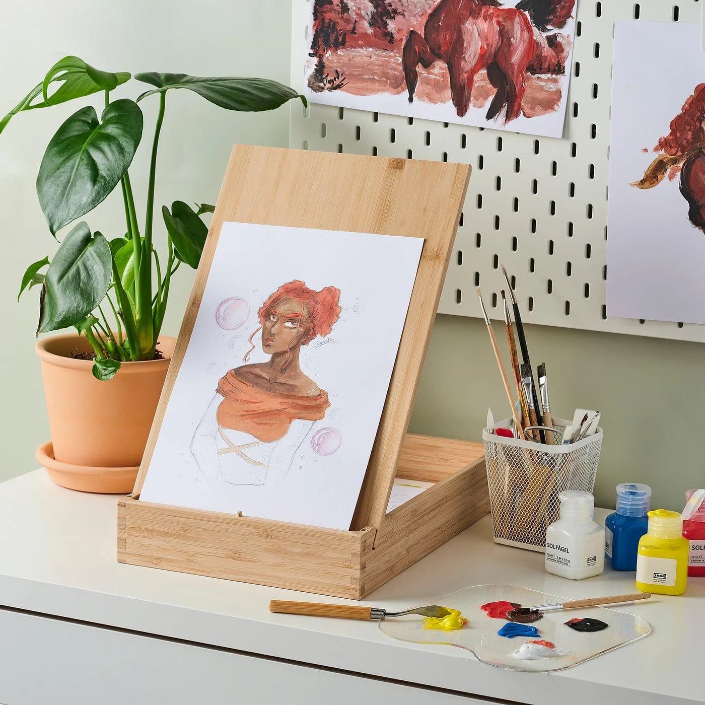IKEA SOLFÅGEL Staffelei mit Zubehör 3-tlg. Weiß