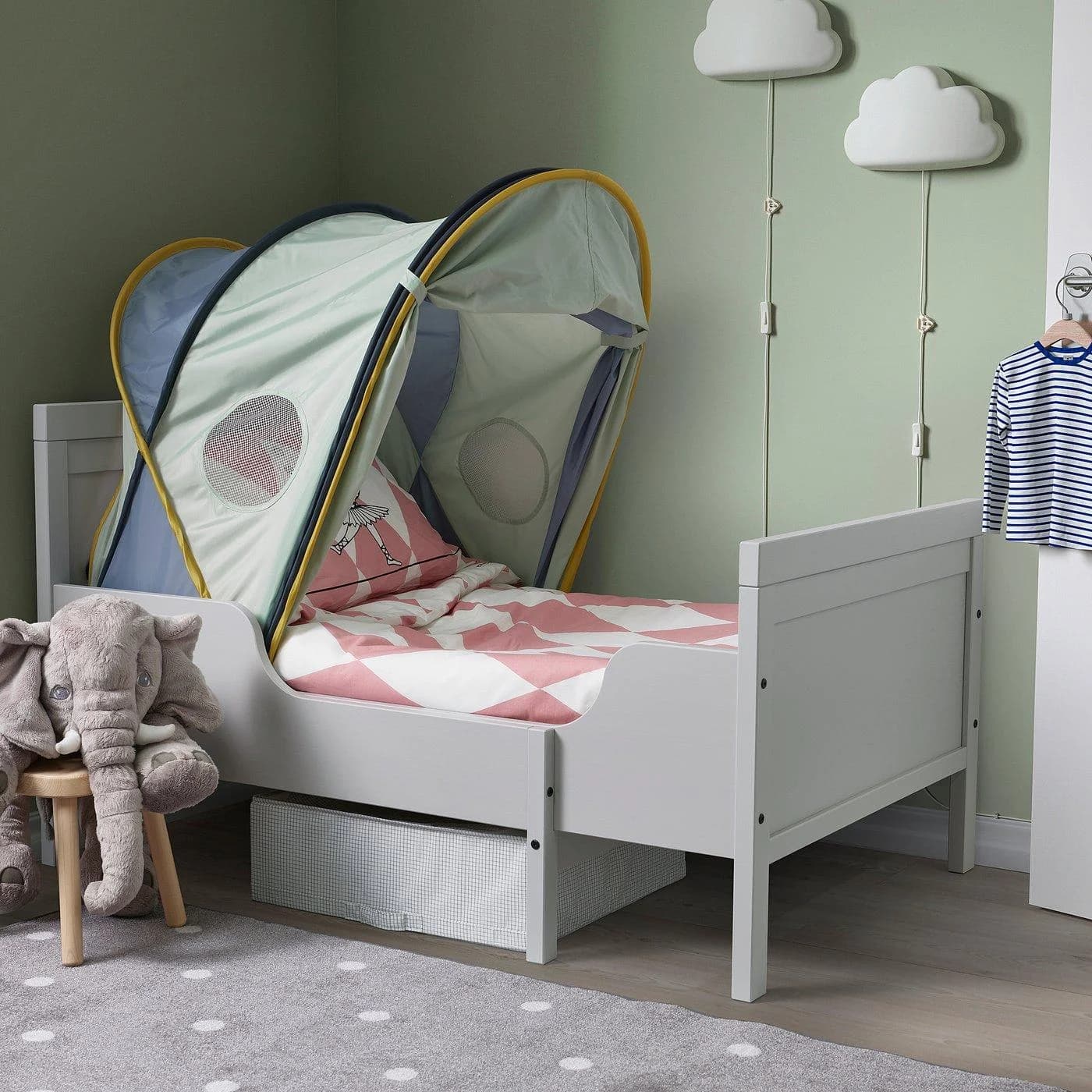IKEA ELDFLUGA Betthimmel Blau/Grün für Kinderbetten