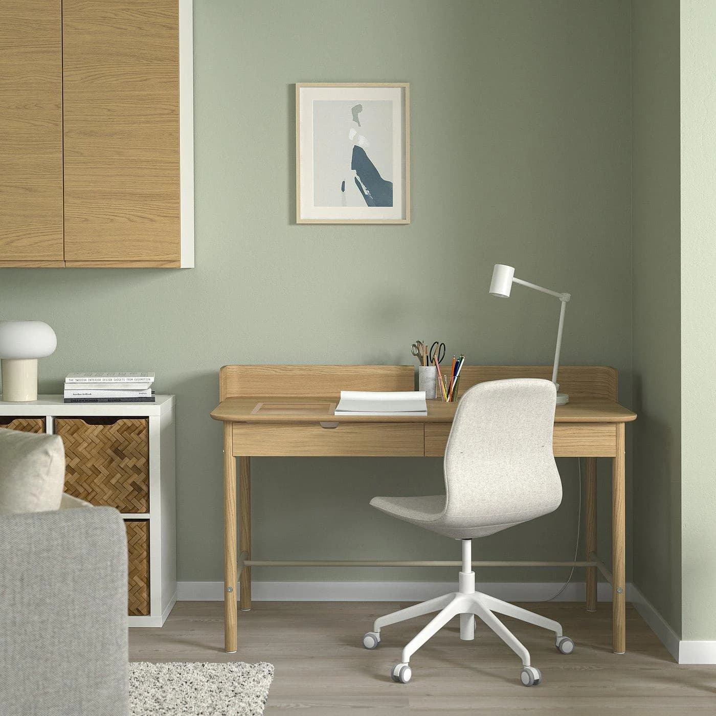 IKEA RIDSPÖ / LÅNGFJÄLL Schreibtisch und Stuhl Beige/Weiß