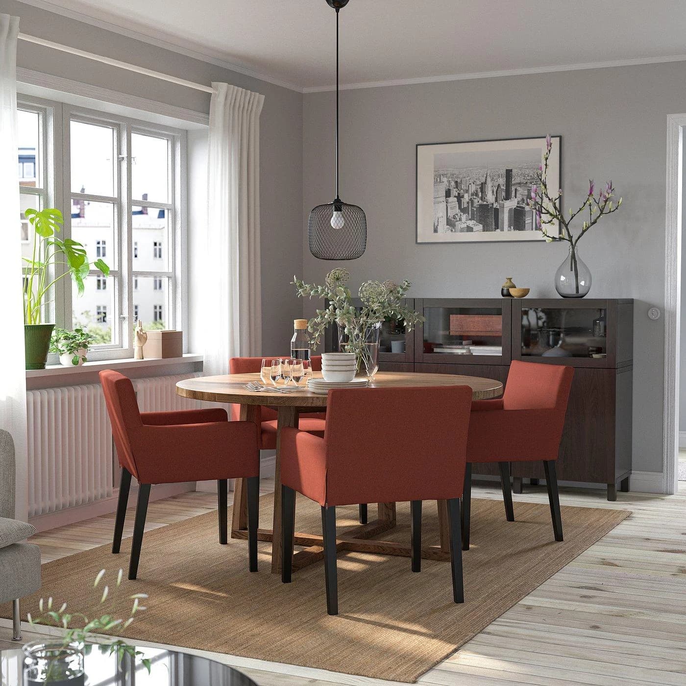IKEA MÅRENÄS Armlehnstuhl Schwarz/Dunkelrot Gunnared Polyestergewebe