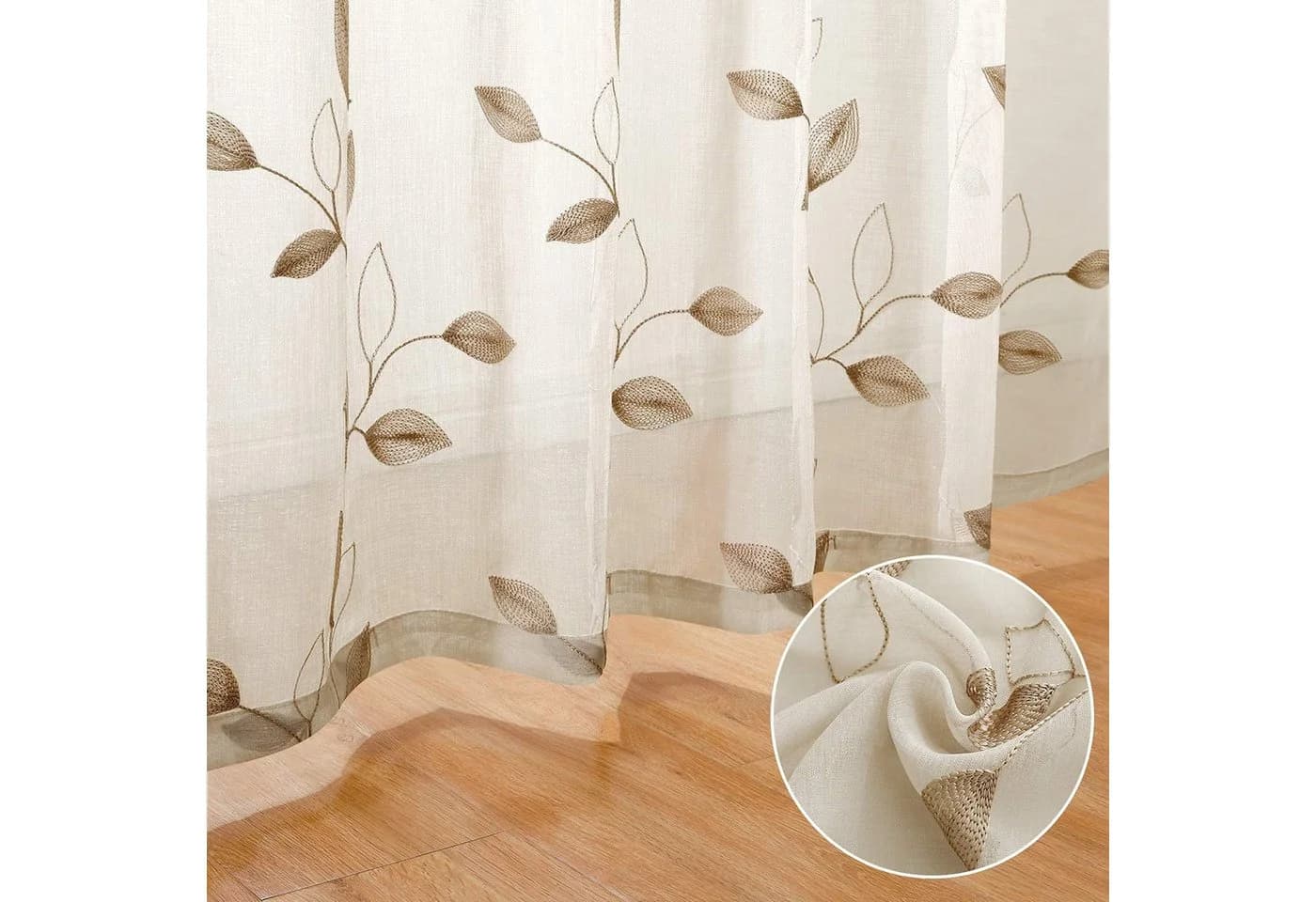 BYSURE Gardine Voile Scheibengardinen Modern Wohnzimmer Küchenvorhänge Beige - Bild 3