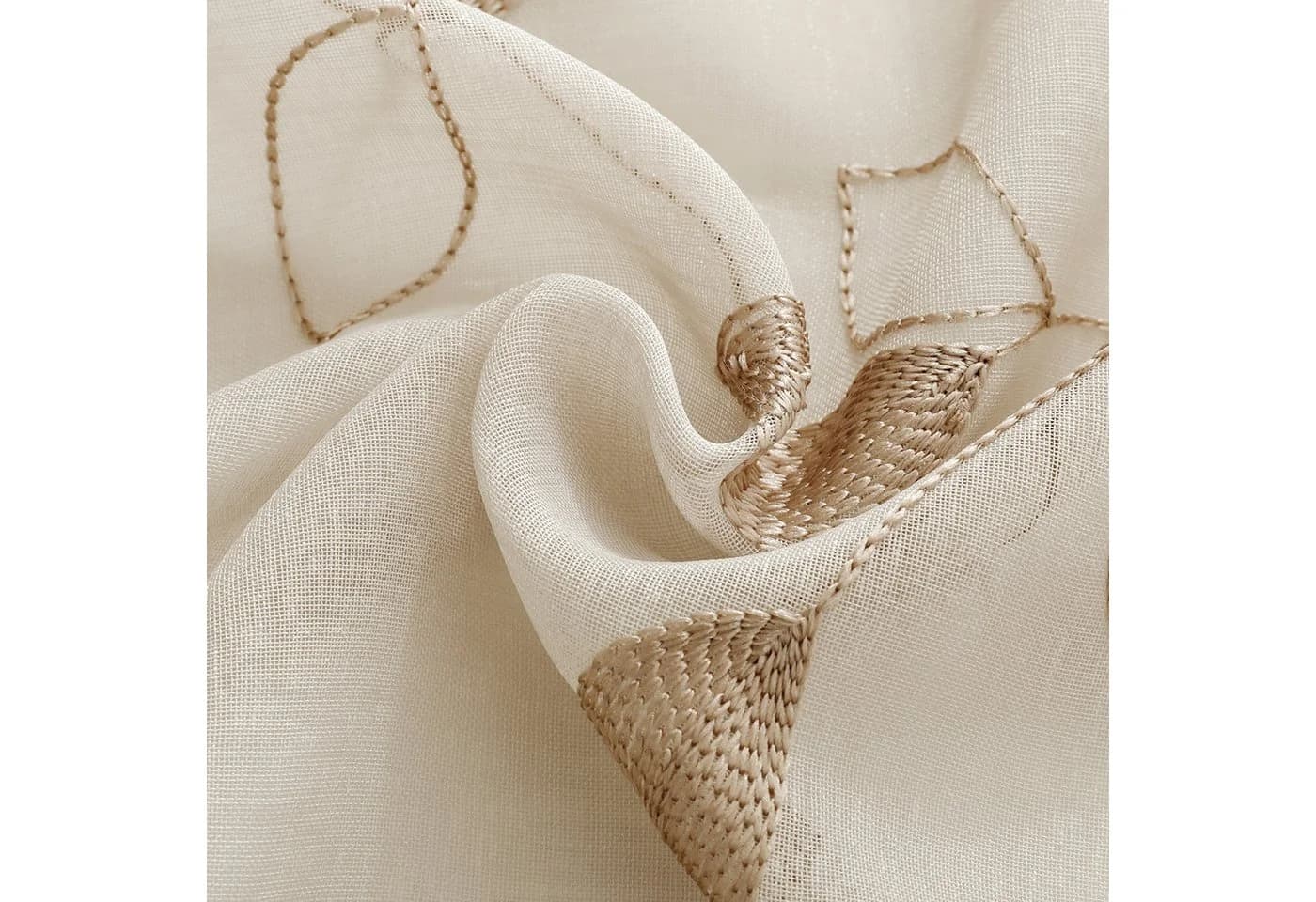 BYSURE Gardine Voile Scheibengardinen Modern Wohnzimmer Küchenvorhänge Beige - Bild 5