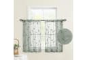 BYSURE Voile Gardine Grün Besticktes Blattmuster 2er Set Bild 2