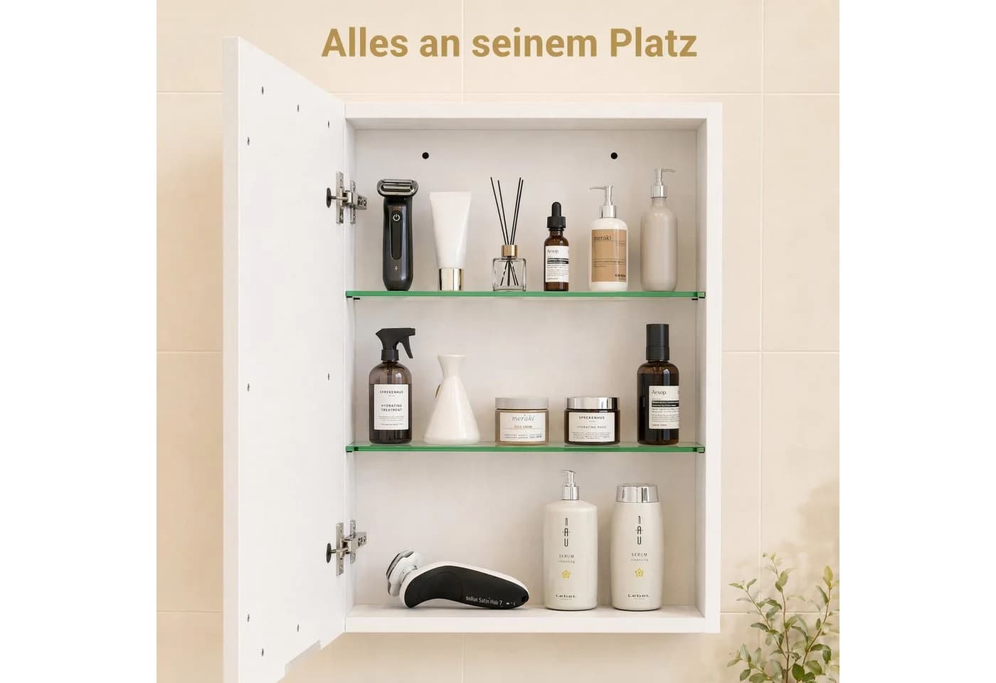 Simurq Badezimmerspiegelschrank mit LED-Beleuchtung und verstellbaren Regalen - Bild 4