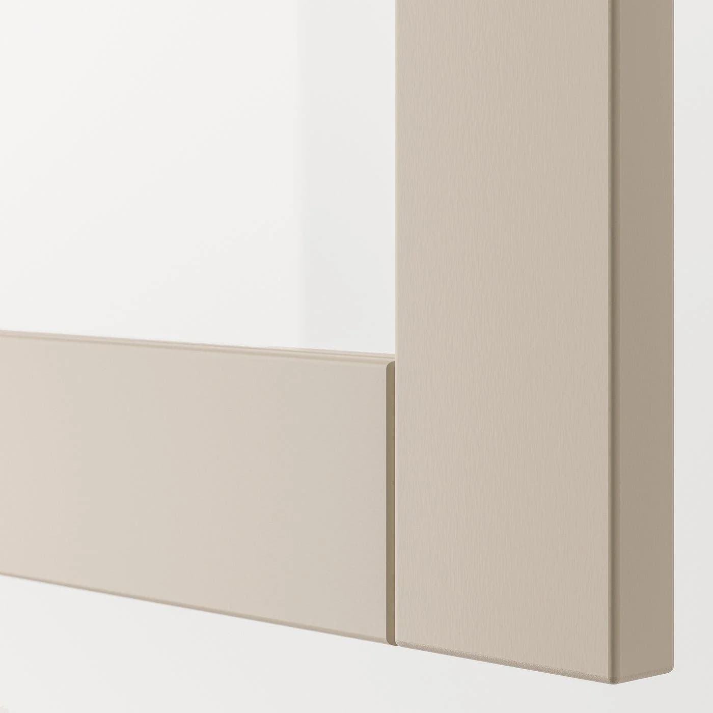 IKEA BESTÅ Schrankkombination für Wandmontage Weiß Hellgrau Beige Klarglas