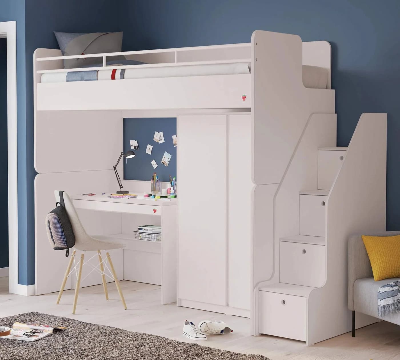 Möbel-Zeit Betttreppe STUDIO mit Stauraum weiß - Bild 4