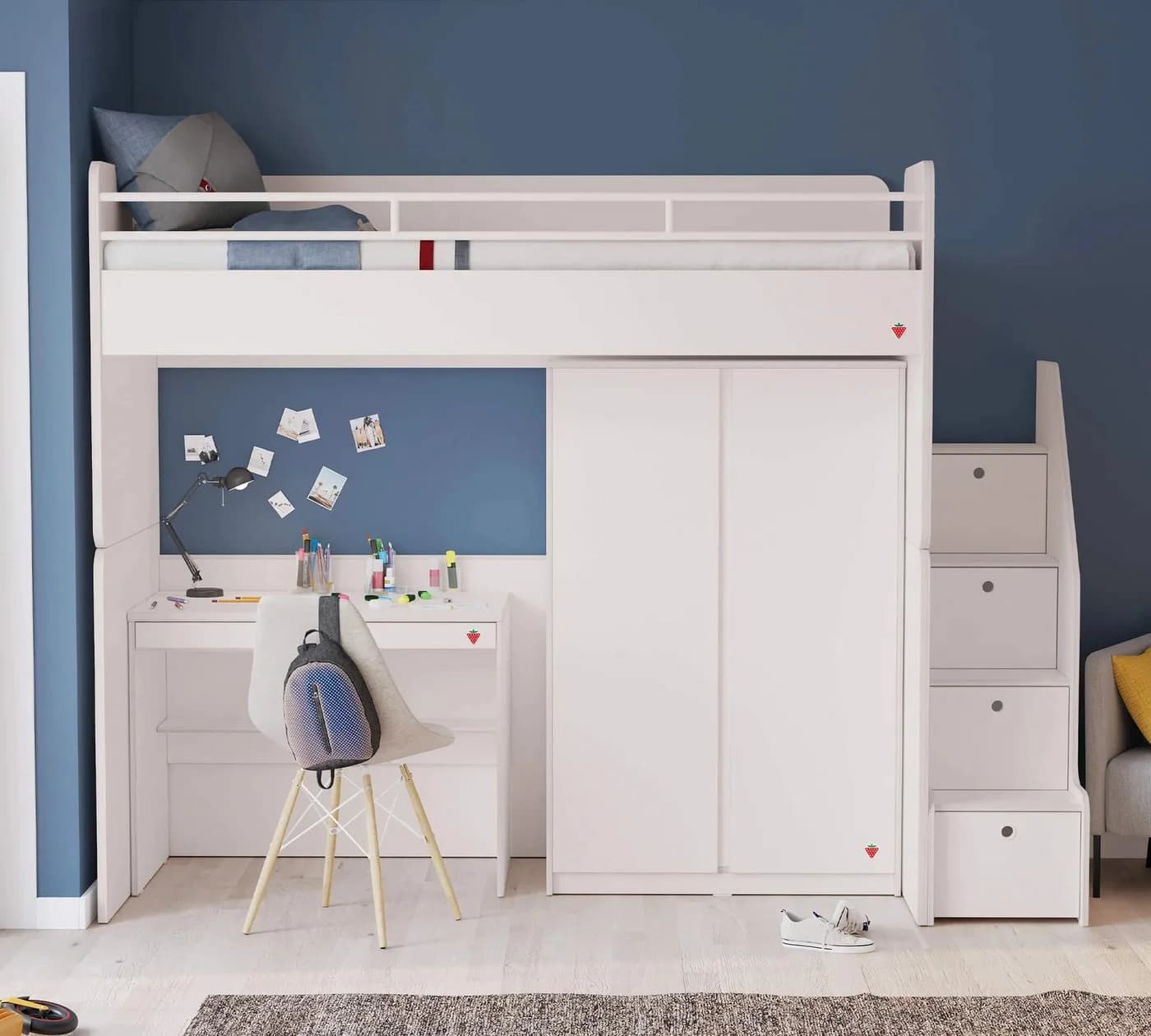 Möbel-Zeit Betttreppe STUDIO mit Stauraum weiß - Bild 5