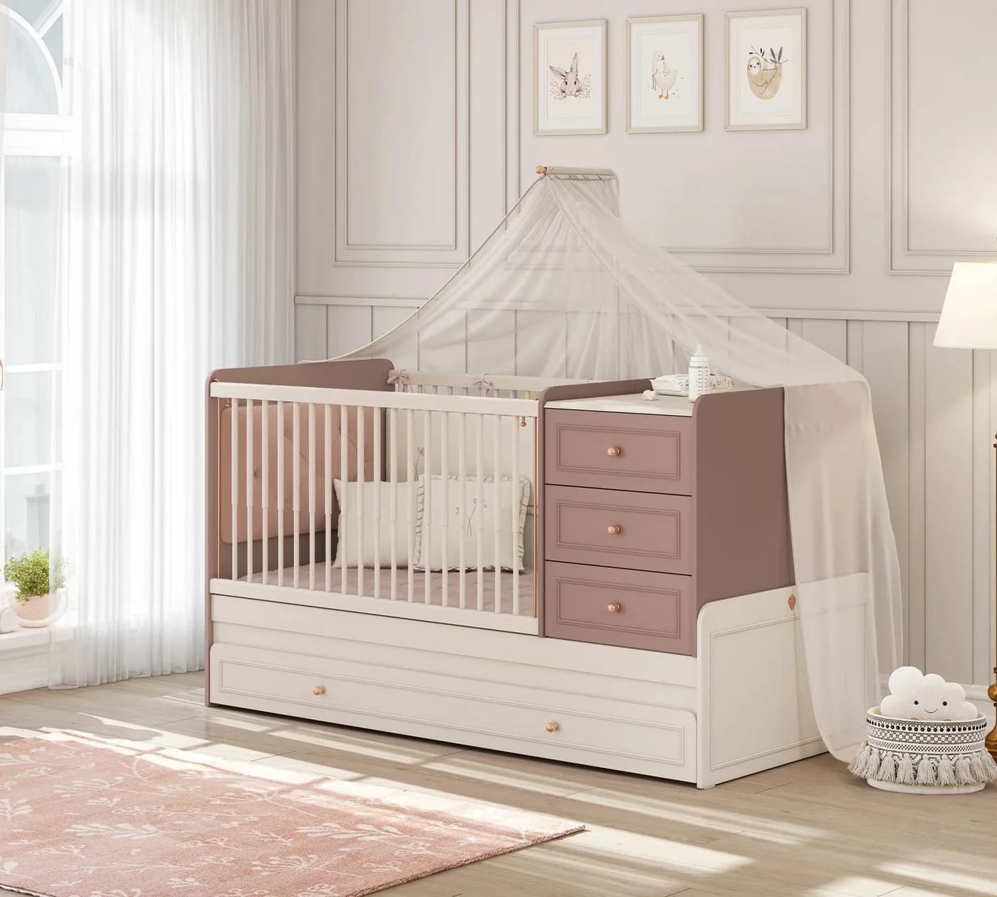 Möbel-Zeit Babybett ELEGANCE mitwachsend mit Wickelkommode - Bild 2