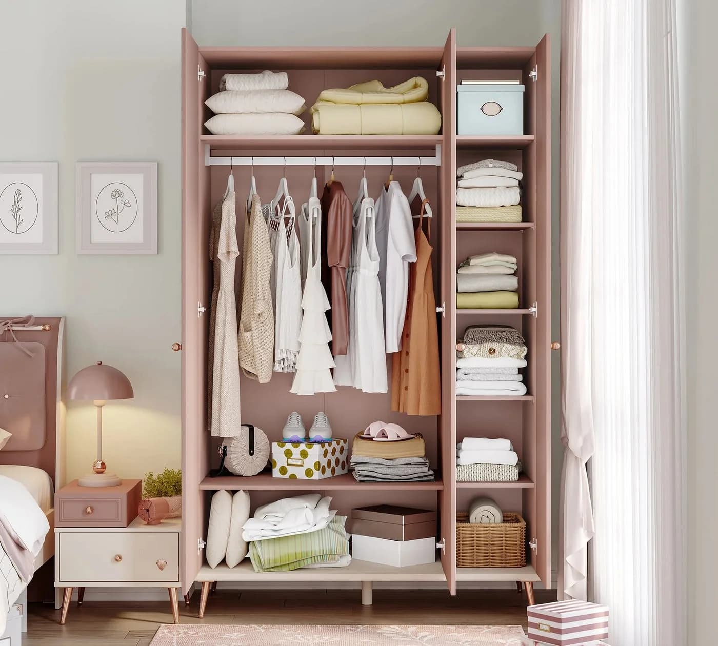 Möbel-Zeit Kleiderschrank ELEGANCE Line 3-türig Rosa/Beige - Bild 3