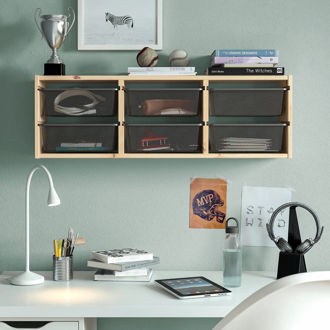 IKEA TROFAST Wandaufbewahrung Kiefer Weiß/Dunkelgrau