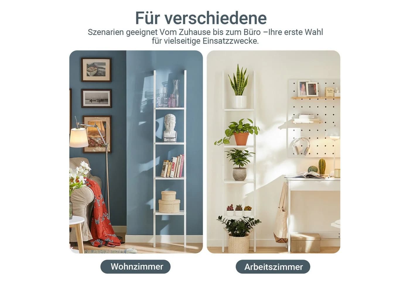 SoBuy Wandregal FRG15 Weiß/Schwarz Leiterregal mit vier Böden - Bild 3