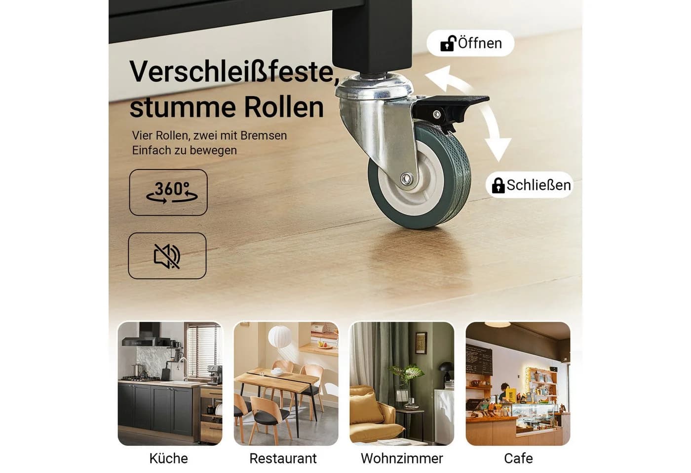 SoBuy Küchenwagen FKW22 Weiß/Hellgrau/Schwarz mit Rollen - Bild 5