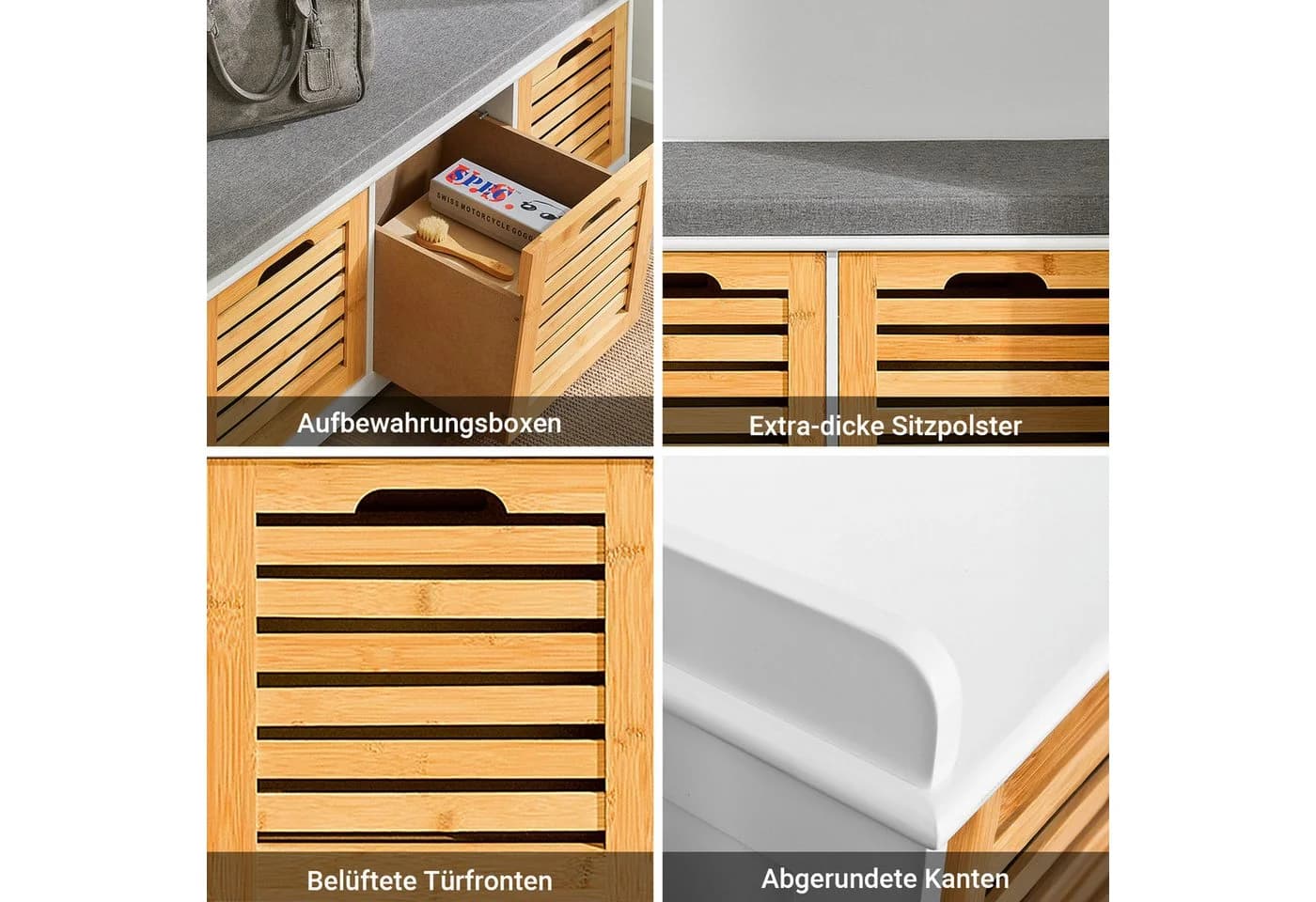 SoBuy Schuhbank FSR23 Sitzkommode mit 3 Körben Sitzbank mit Stauraum - Bild 5