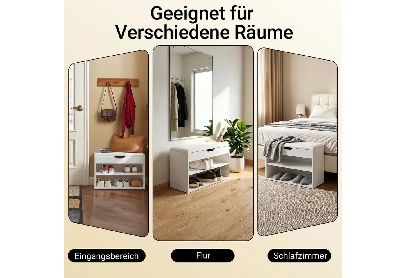 SoBuy Schuhbank FSR25 Weiß mit gepolstertem Kissen und Stauraum - Bild 4