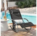 SoBuy Gartenliege OGS28 Schwarz Metall Kunstfaser mit Kopfkissen Bild 1