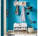 SoBuy Wandgarderobe FRG48 Weiß mit Ablage und 4/5 Haken Bild 1