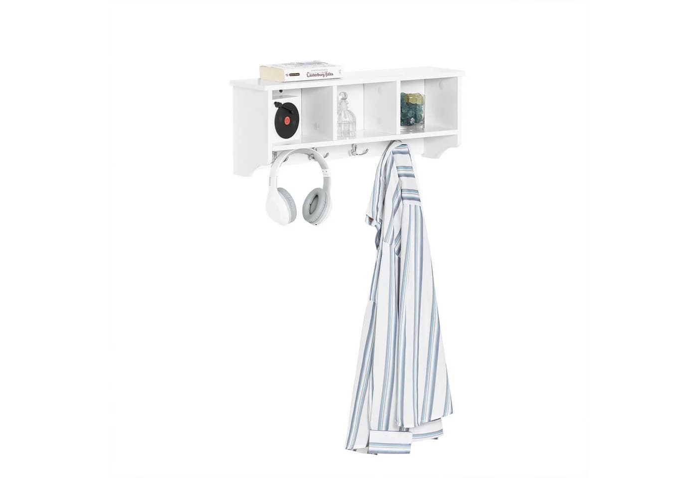 SoBuy Wandgarderobe FRG48 Weiß mit Ablage und 4/5 Haken - Bild 2