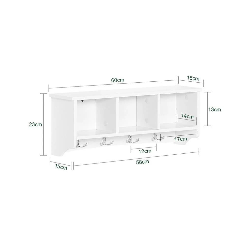 SoBuy Wandgarderobe FRG48 Weiß mit Ablage und 4/5 Haken - Bild 4