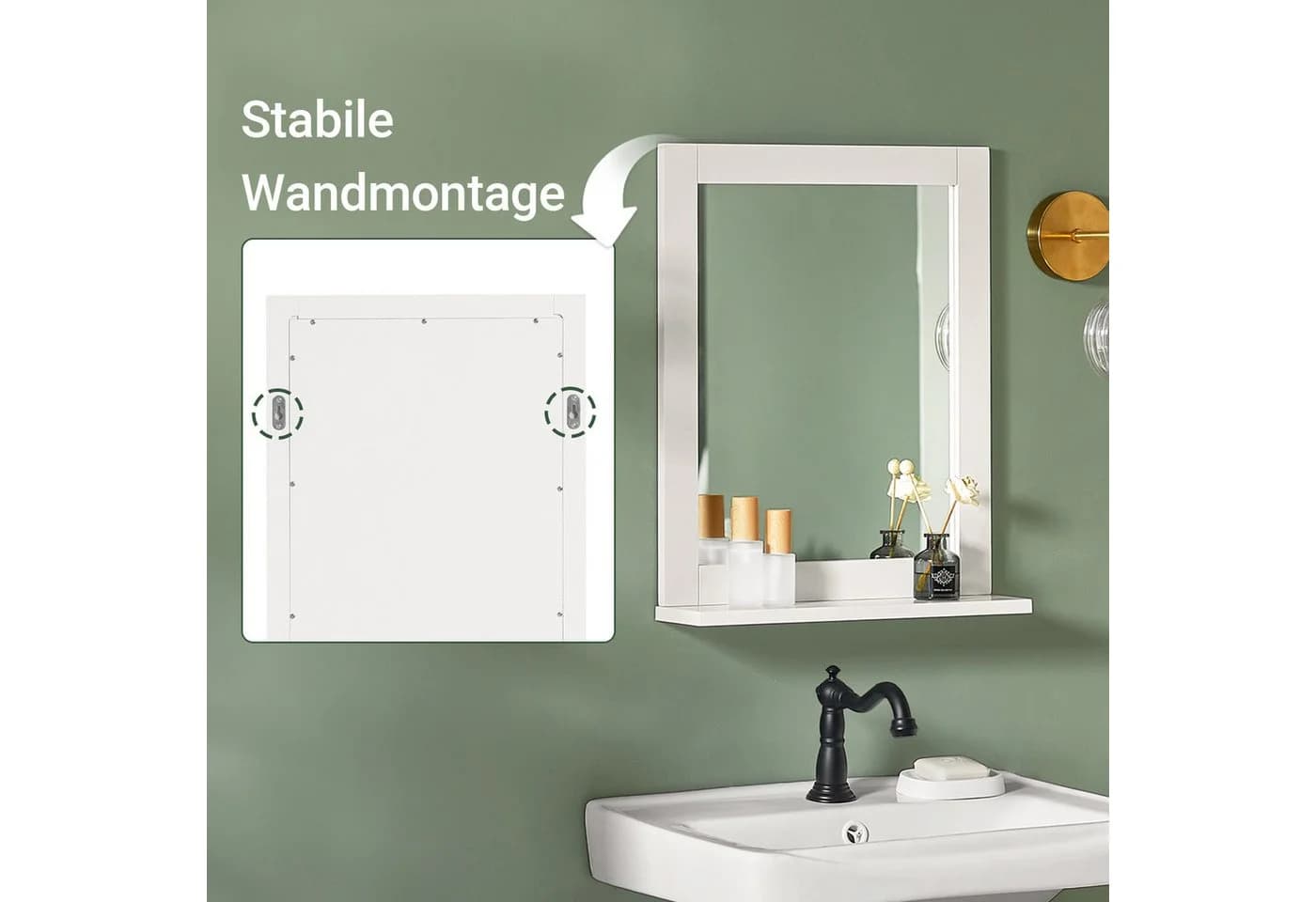 SoBuy Spiegel FRG129 Hängeschrank Weiß/Grau mit Ablage - Bild 5