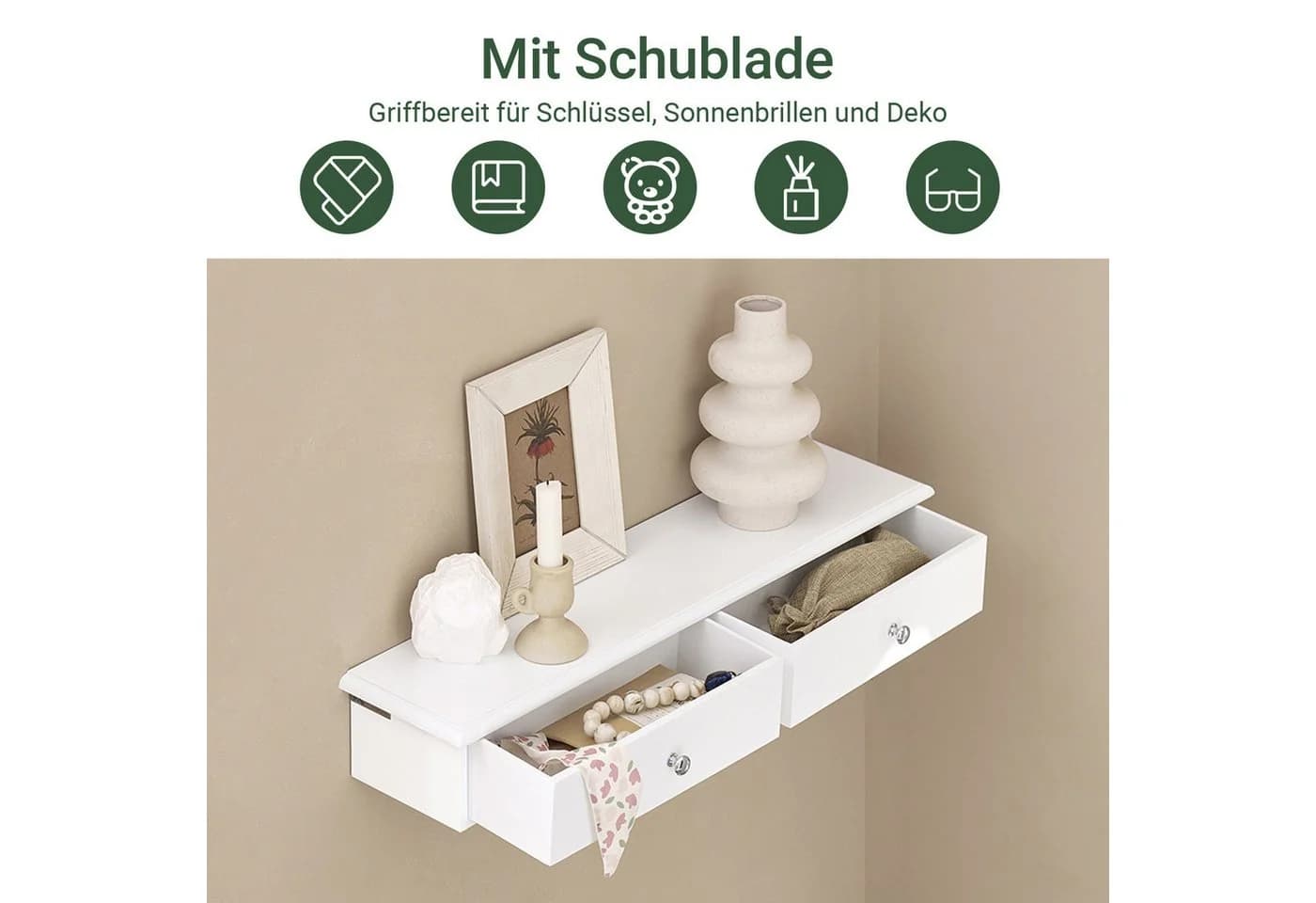 SoBuy Hängeschrank FRG43 Wandschrank mit Schubladen Weiß/Grau/Schwarz - Bild 3