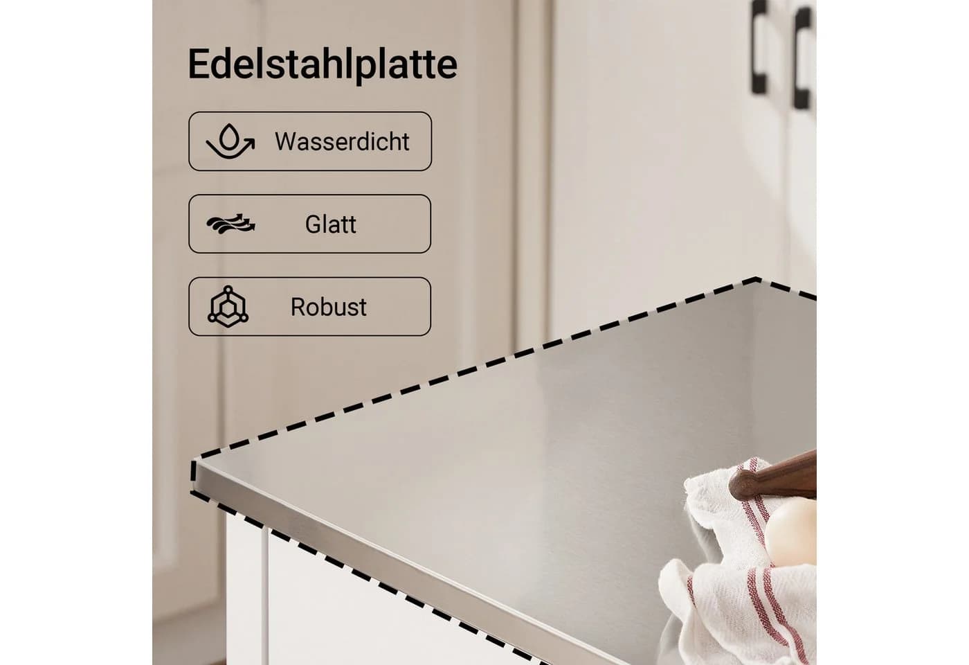 SoBuy Küchenwagen FKW47 Weiß/Schwarz mit Edelstahlplatte - Bild 4