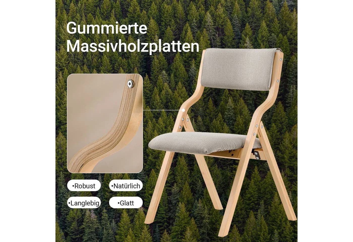 SoBuy Klappstuhl FST40 Weiß/Grau mit gepolsterter Sitzfläche - Bild 5