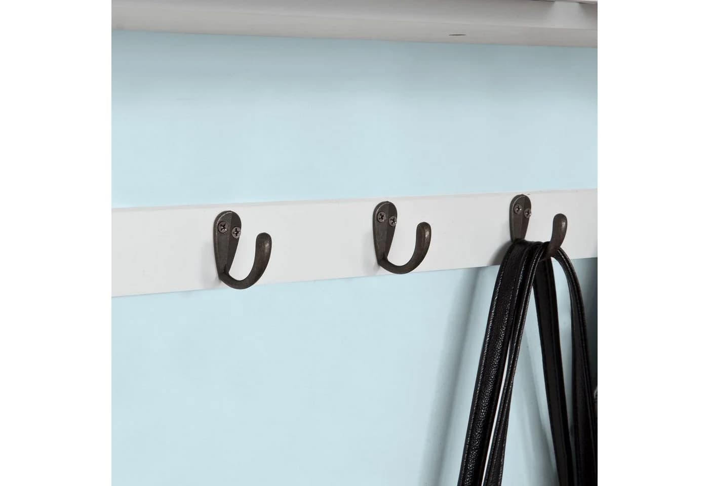 SoBuy Wandgarderobe FRG178 Weiß/Schwarz mit 2 Schubladen und 5 Haken - Bild 5