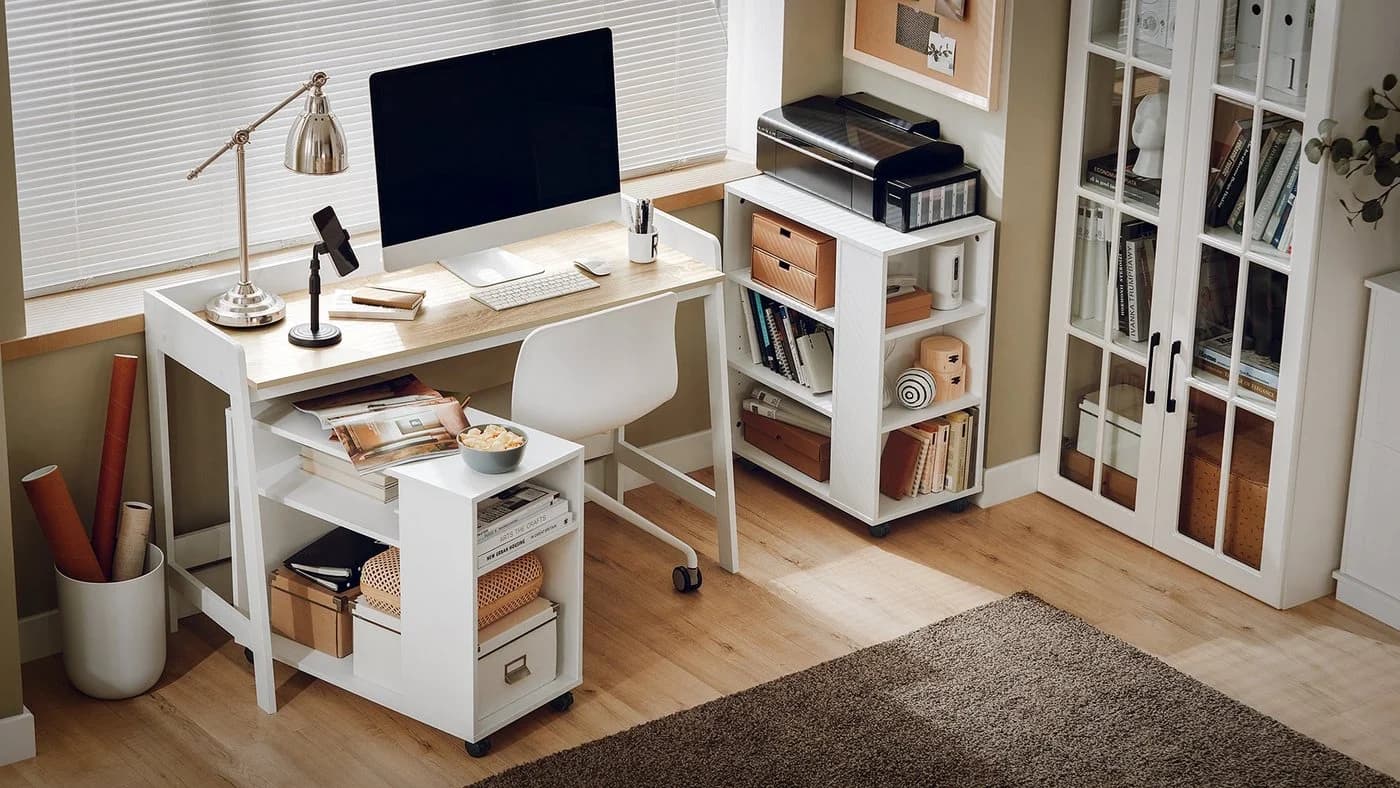 SoBuy Schreibtisch FWT41 Weiß/Natur Computertisch